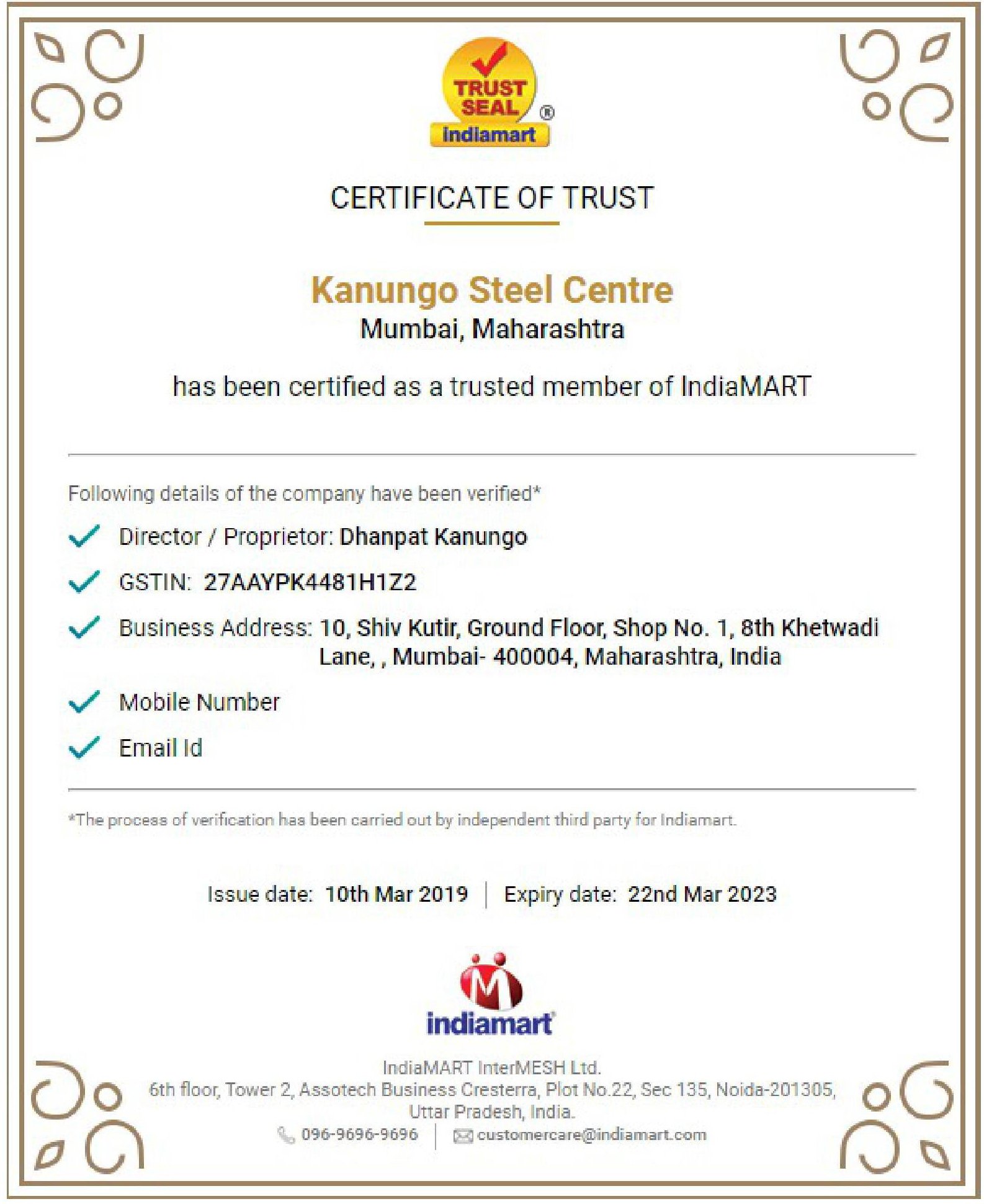 certificate